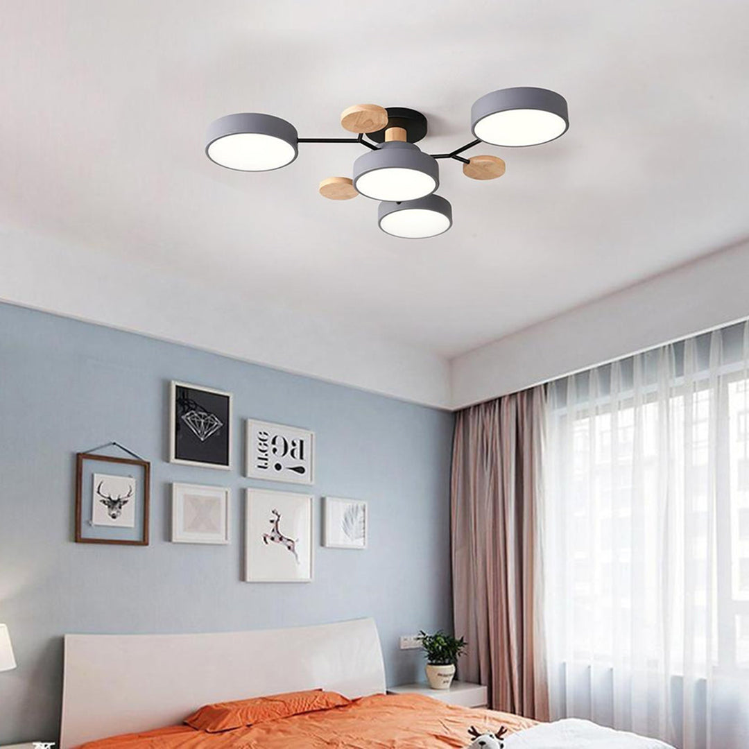 Sputnik Chandelier - Artistic Metal and Wood Ceiling Light for Kids' Rooms