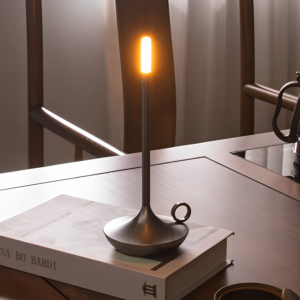 Minimalist Cordless LED Candle Wick Table Lamp