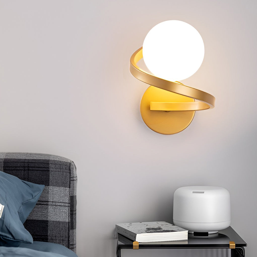 Curved Metal LED Wall Lights for Modern Bedrooms
