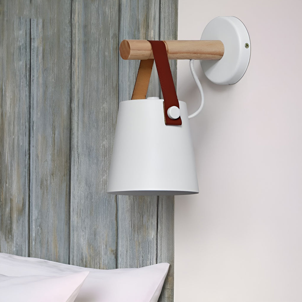 Nordic Style Wood and Metal Plug-In Wall Sconce