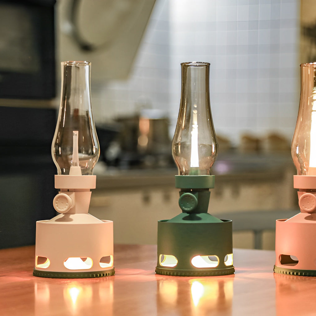 Contemporary LED Table Lamp with Kerosene Design - Battery Operated