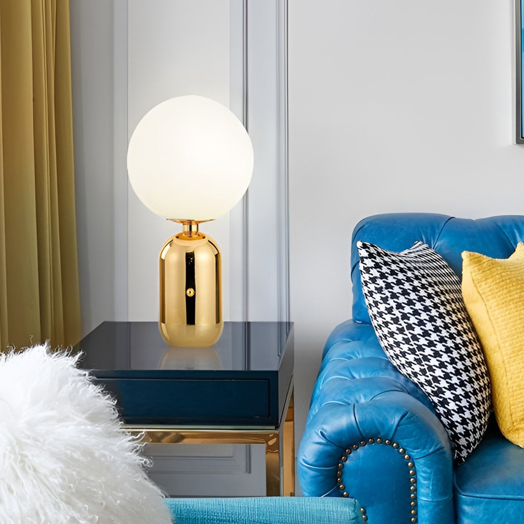 Contemporary Large Glass Globe LED Accent Table Lamp