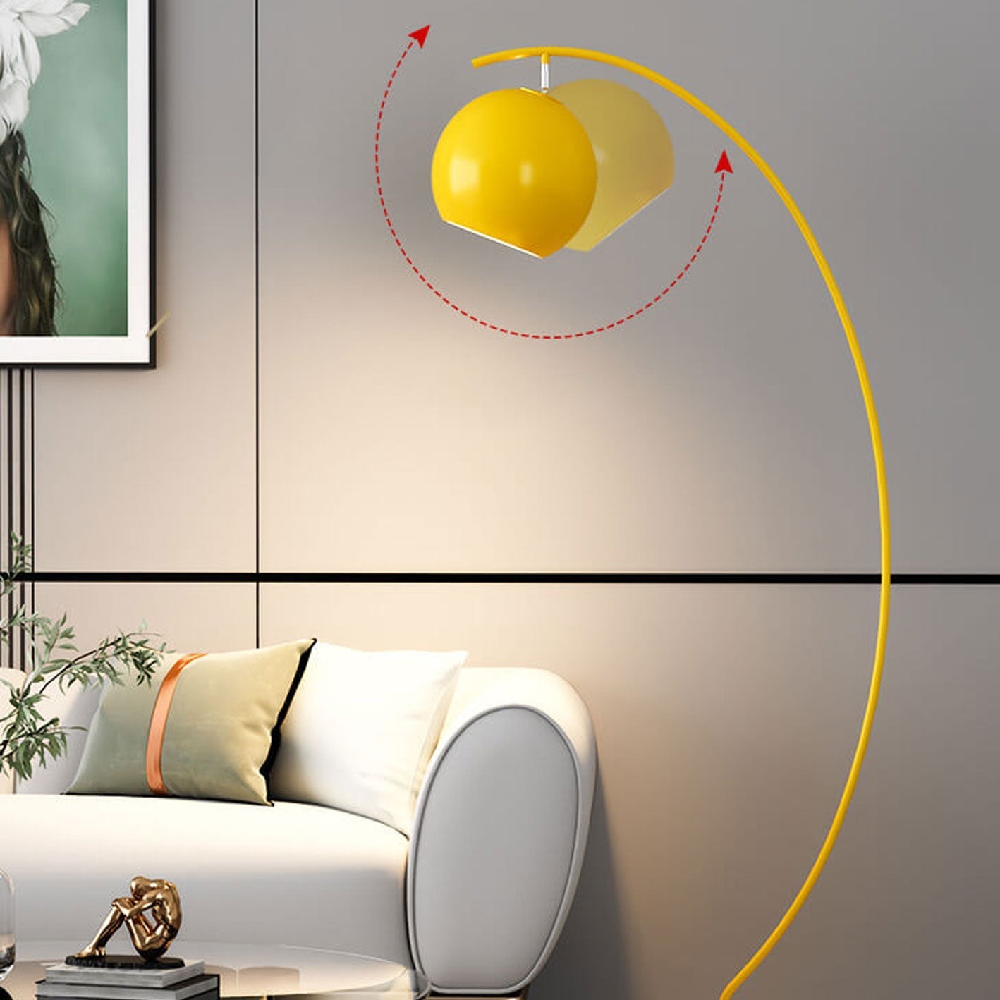 Premium Nordic Minimalist Curved Dome Floor Lamp - 1 Light
