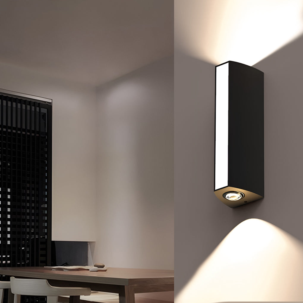 Modern Waterproof Black Rectangular LED Wall Lamp - Up and Down Lighting