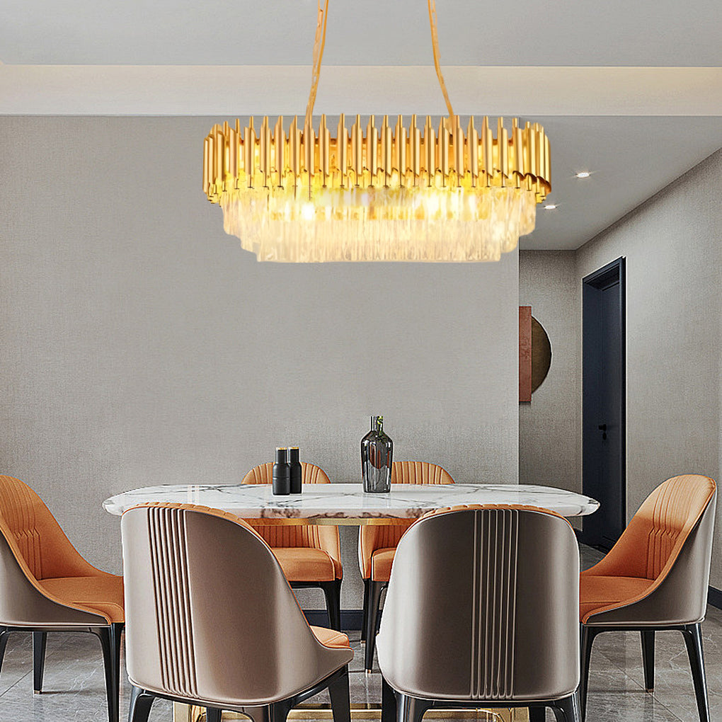 Luxury Round Oval Crystal Chandelier with Three-Step Dimming
