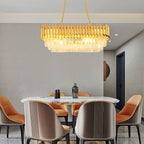 Luxury Round Oval Crystal Chandelier with Three-Step Dimming
