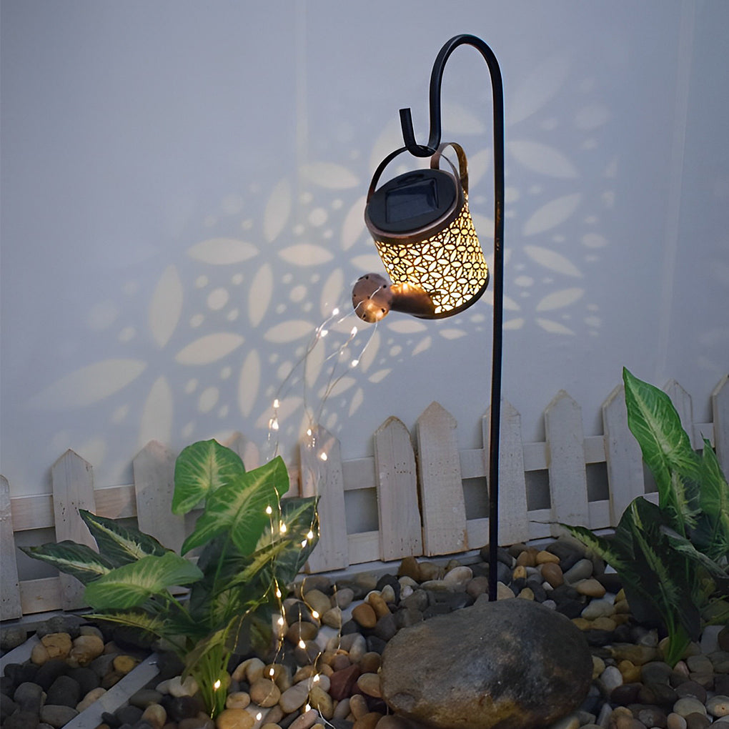 Premium Solar LED Iron Kettle Garden Light - Unique Outdoor Illumination