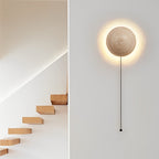Round LED Wall Sconce in Japanese Travertine Style