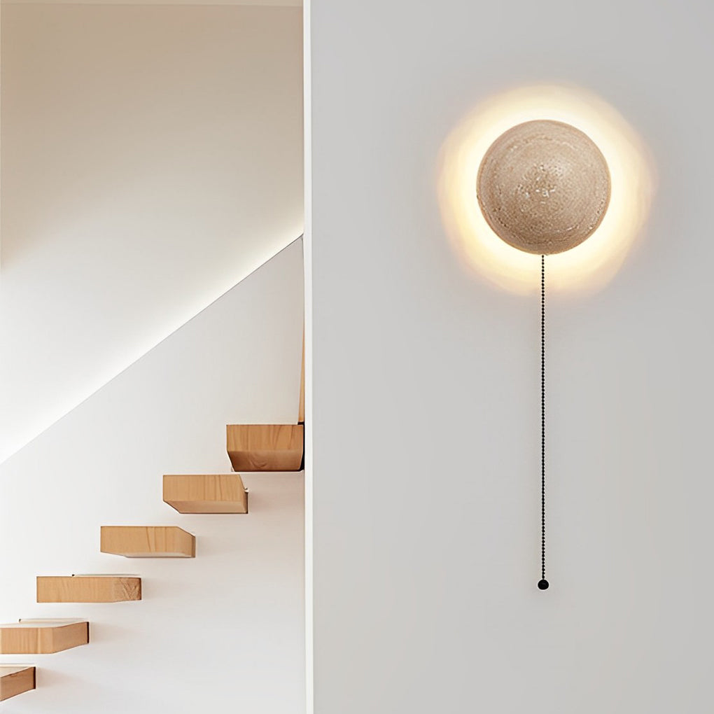 Round LED Wall Sconce in Japanese Travertine Style