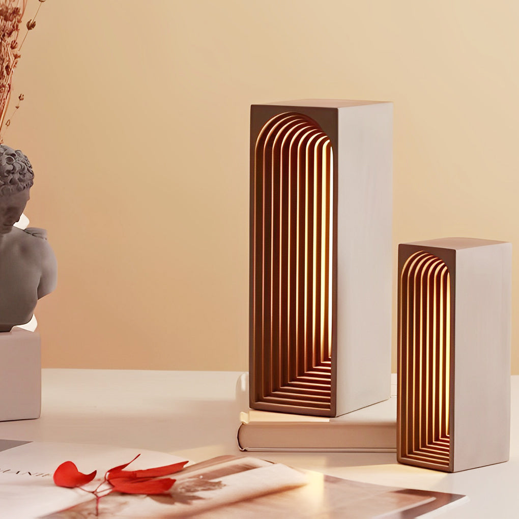 Premium Nordic Concrete LED Rectangle Table Lamp with USB