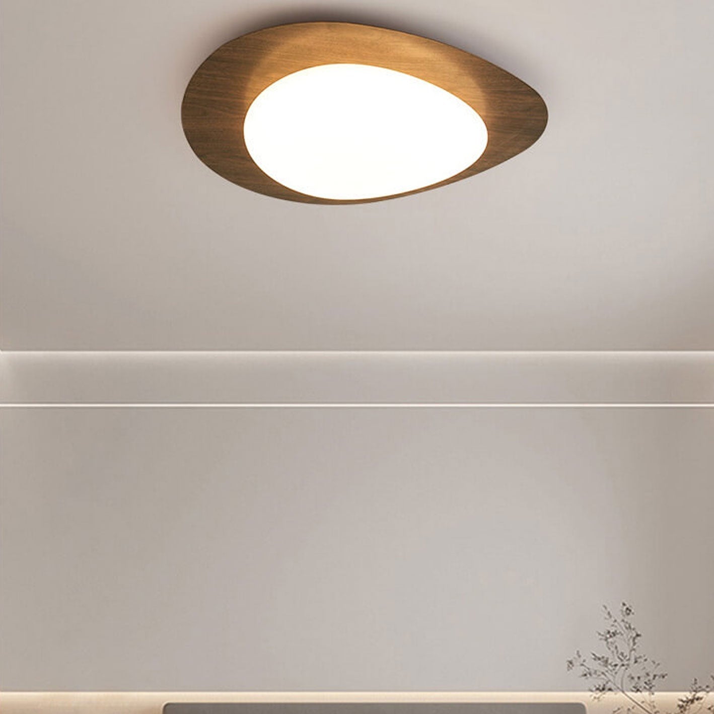 Nordic Wood Grain Pebble LED Flush Mount Ceiling Light