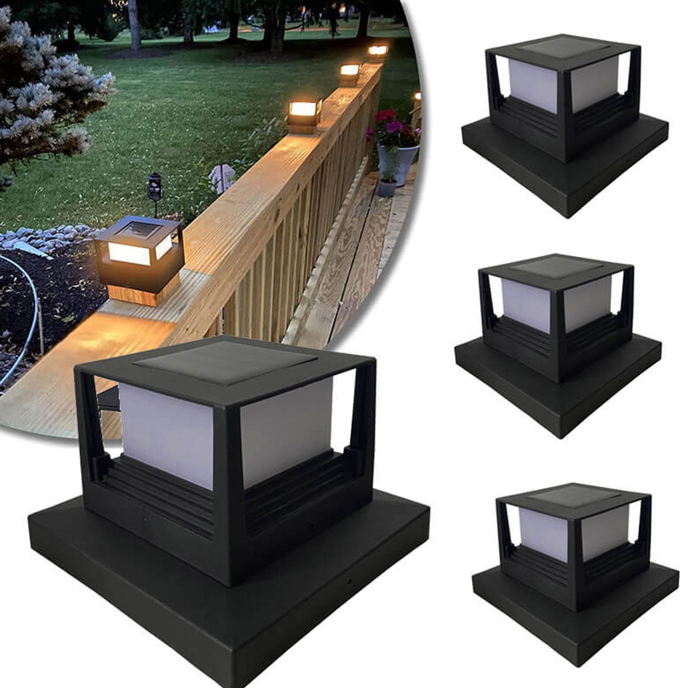 Premium Solar Square Pillar Head Light