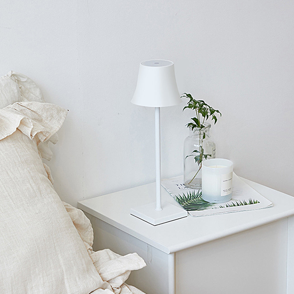 15-Inch Cordless Modern Metal Table Lamp in Black and White