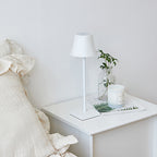 15-Inch Cordless Modern Metal Table Lamp in Black and White
