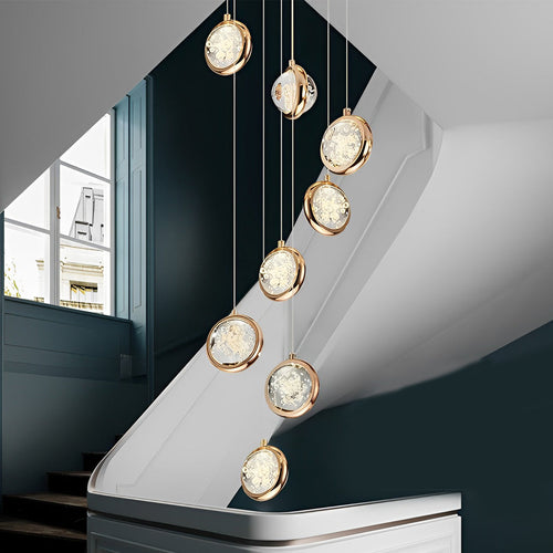 Adjustable Luxury Crystal Cluster Chandelier for Modern Staircases
