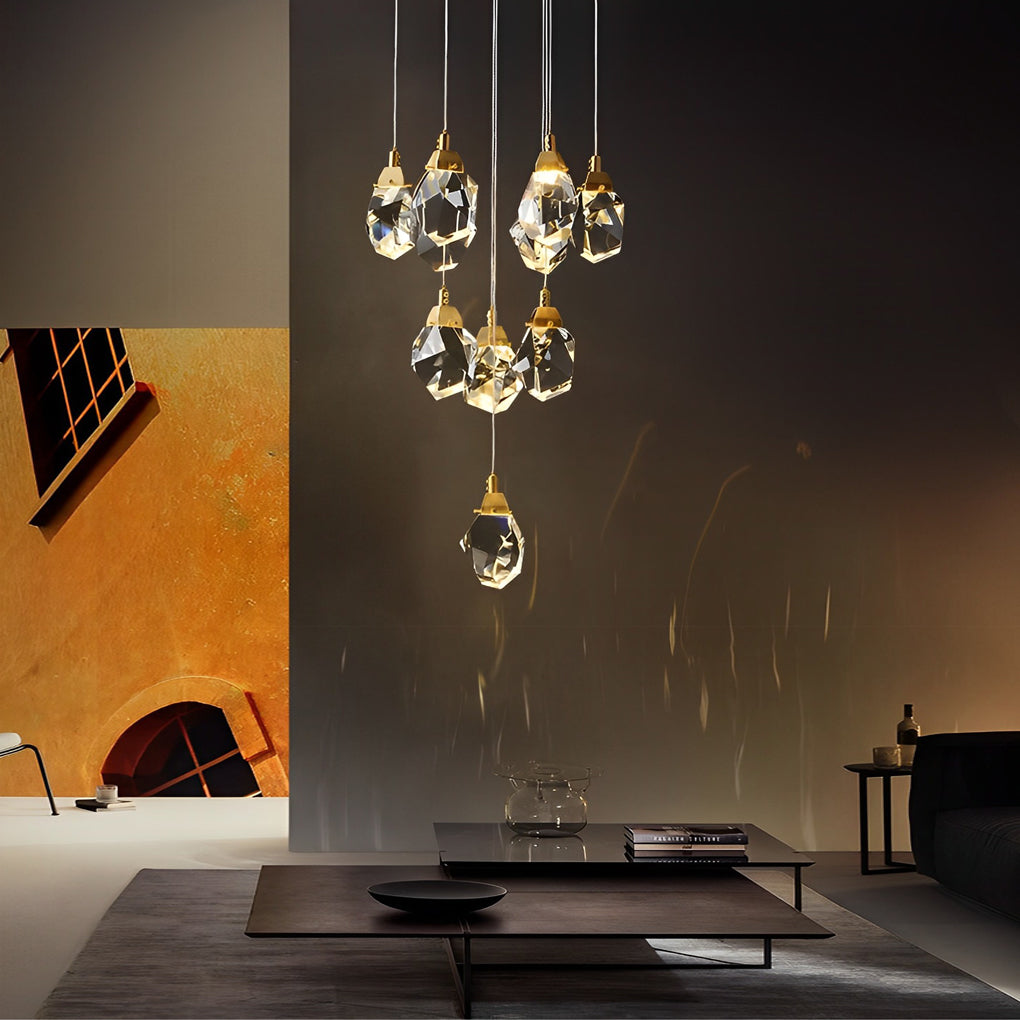 Modern Spiral Crystal Chandelier for High Ceilings