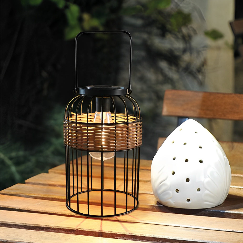 Premium Solar-Powered Rattan Lantern Night Light - Waterproof & Portable