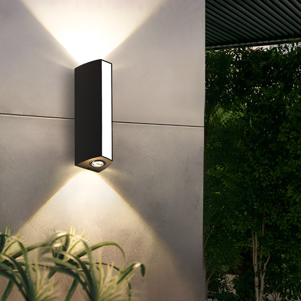 Modern Waterproof Black Rectangular LED Wall Lamp - Up and Down Lighting