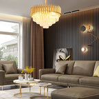 Luxury Round Oval Crystal Chandelier with Three-Step Dimming