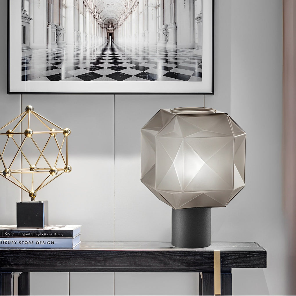 Modern Smoke Glass Orb Table Lamp - 1-Light Cylinder Design
