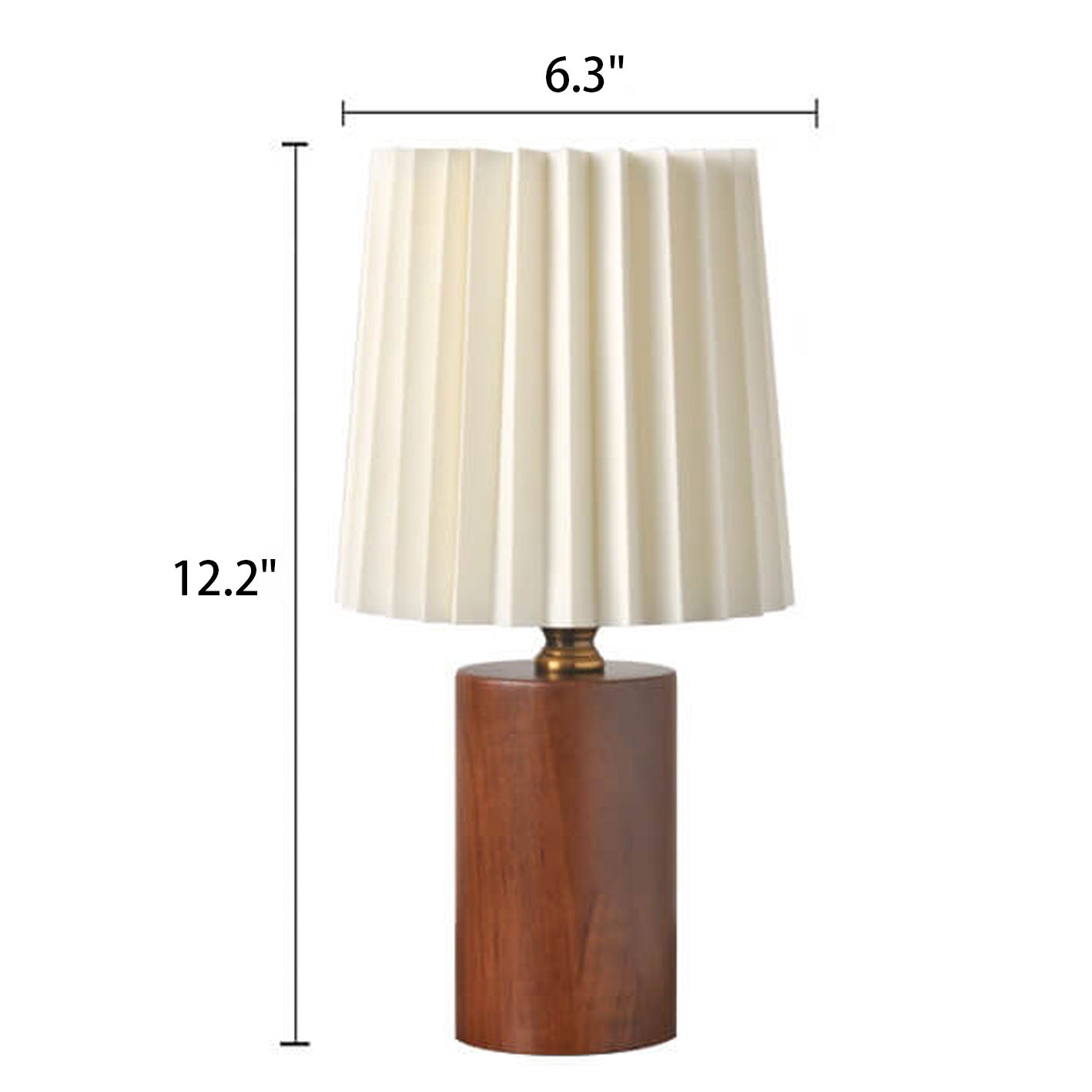 Vintage Korean Solid Wood Base Pleated Column Table Lamp - 1 Light