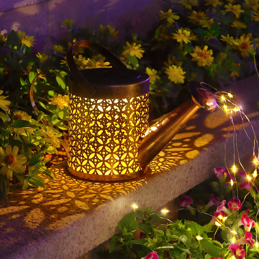 Premium Solar LED Iron Kettle Garden Light - Unique Outdoor Illumination