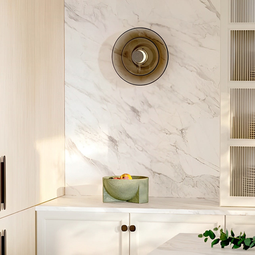 Premium Double Layer Round Glass LED Wall Light - Electroplated Metal Design