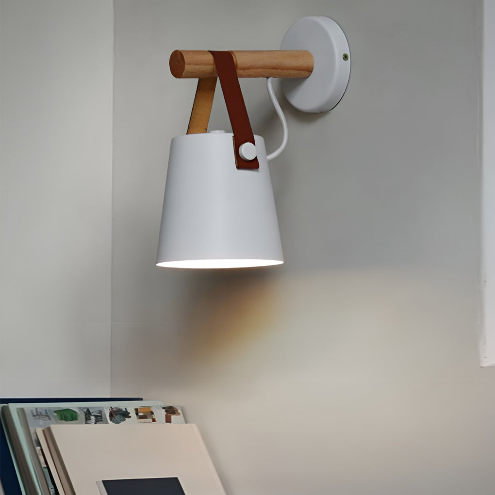 Nordic Style Wood and Metal Plug-In Wall Sconce