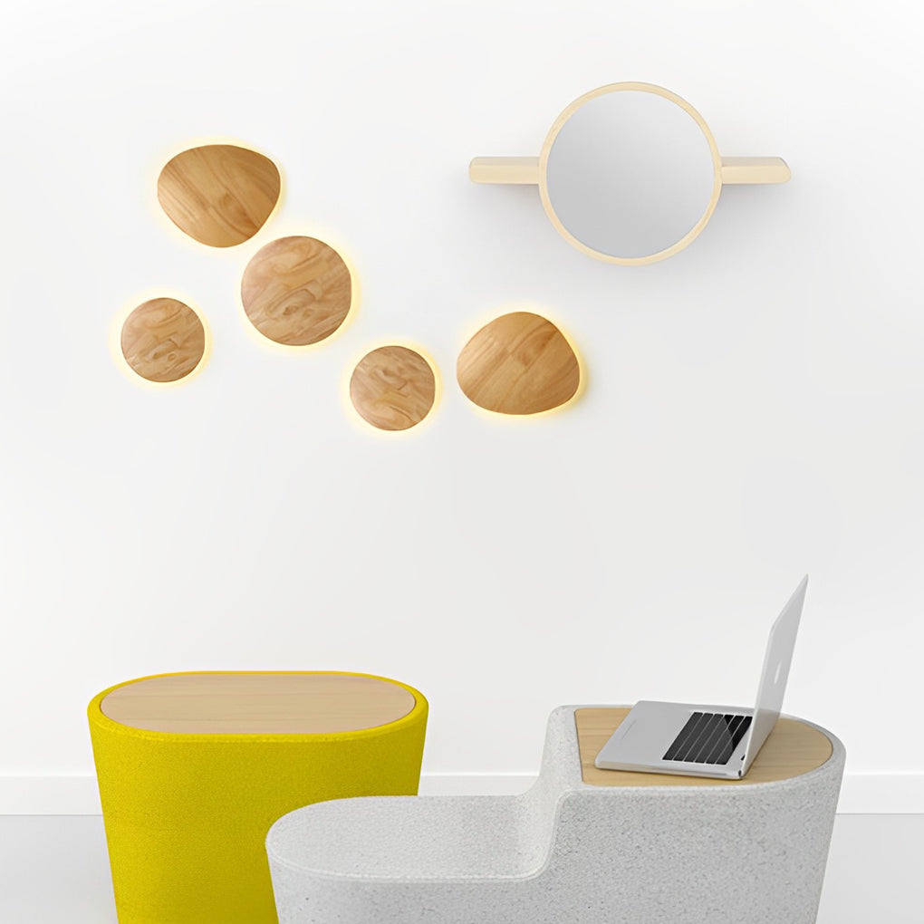 Nordic Wood LED Wall Sconce - Round Oval Bedside Lamp