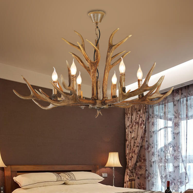 Rustic Antler Resin 6-Light Chandelier