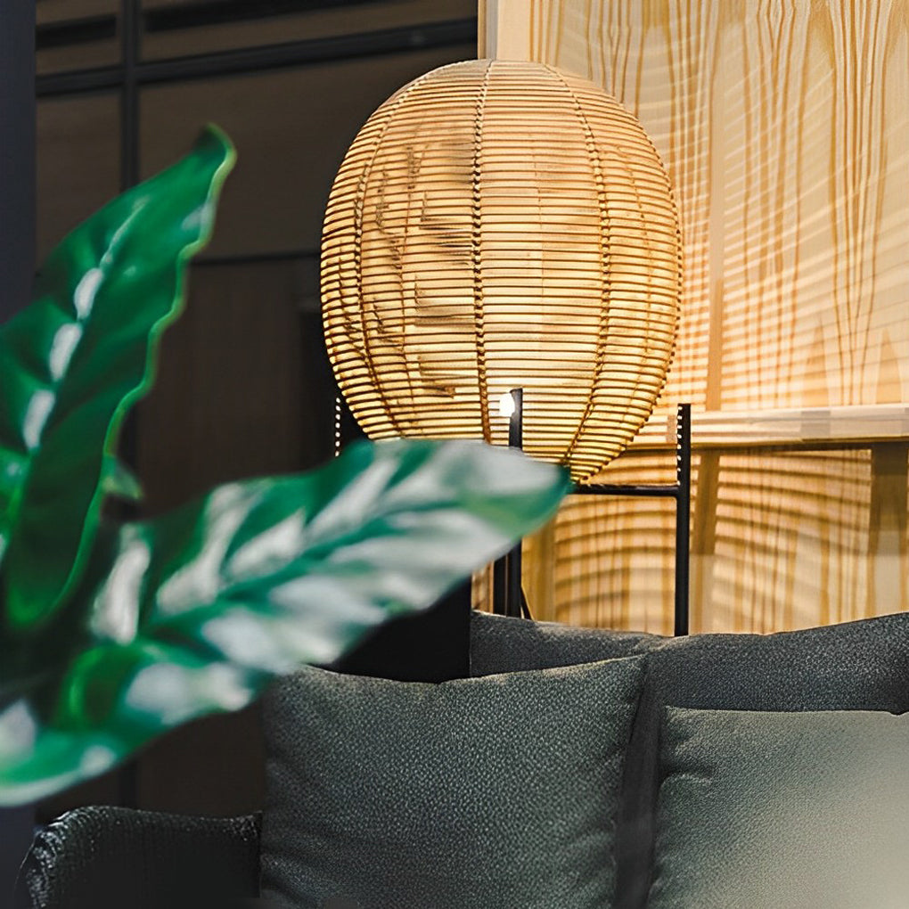 Boho Rattan and Metal Accent Floor Lamp