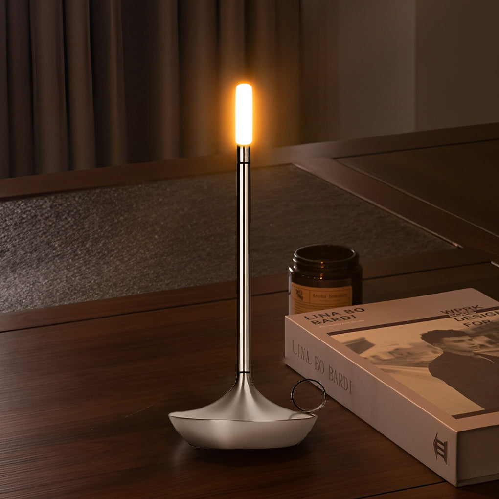 Minimalist Cordless LED Candle Wick Table Lamp