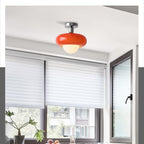 Contemporary Glass Egg Tart 1-Light Flush Mount Fixture