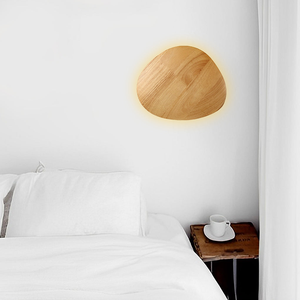 Nordic Wood LED Wall Sconce - Round Oval Bedside Lamp