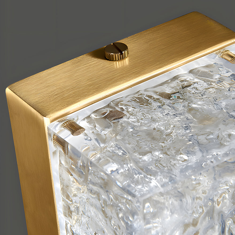 Contemporary Brass LED Wall Sconce with Ice Resin Accent