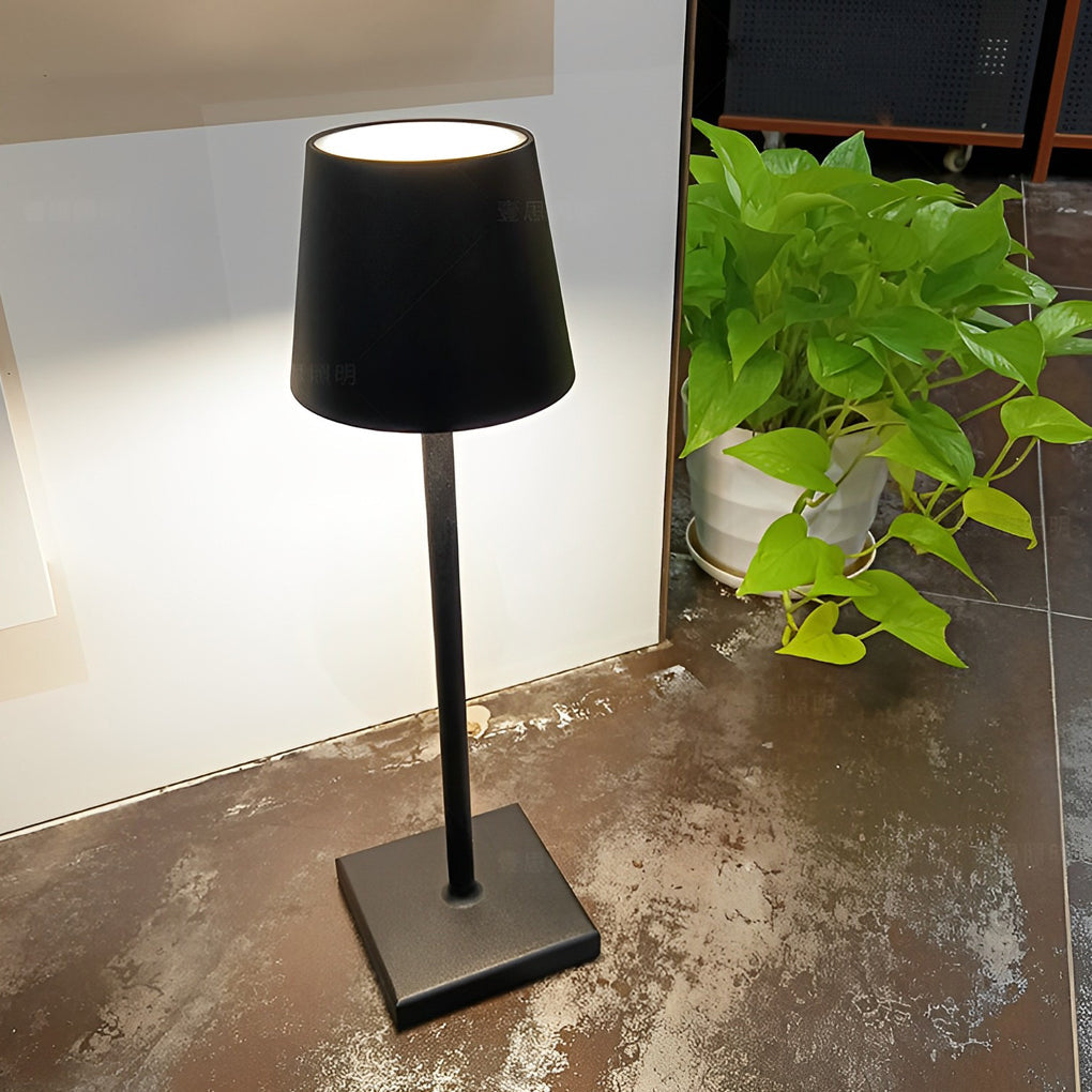 Rechargeable Aluminum Touch-Control Table Lamp - Top Hat Design