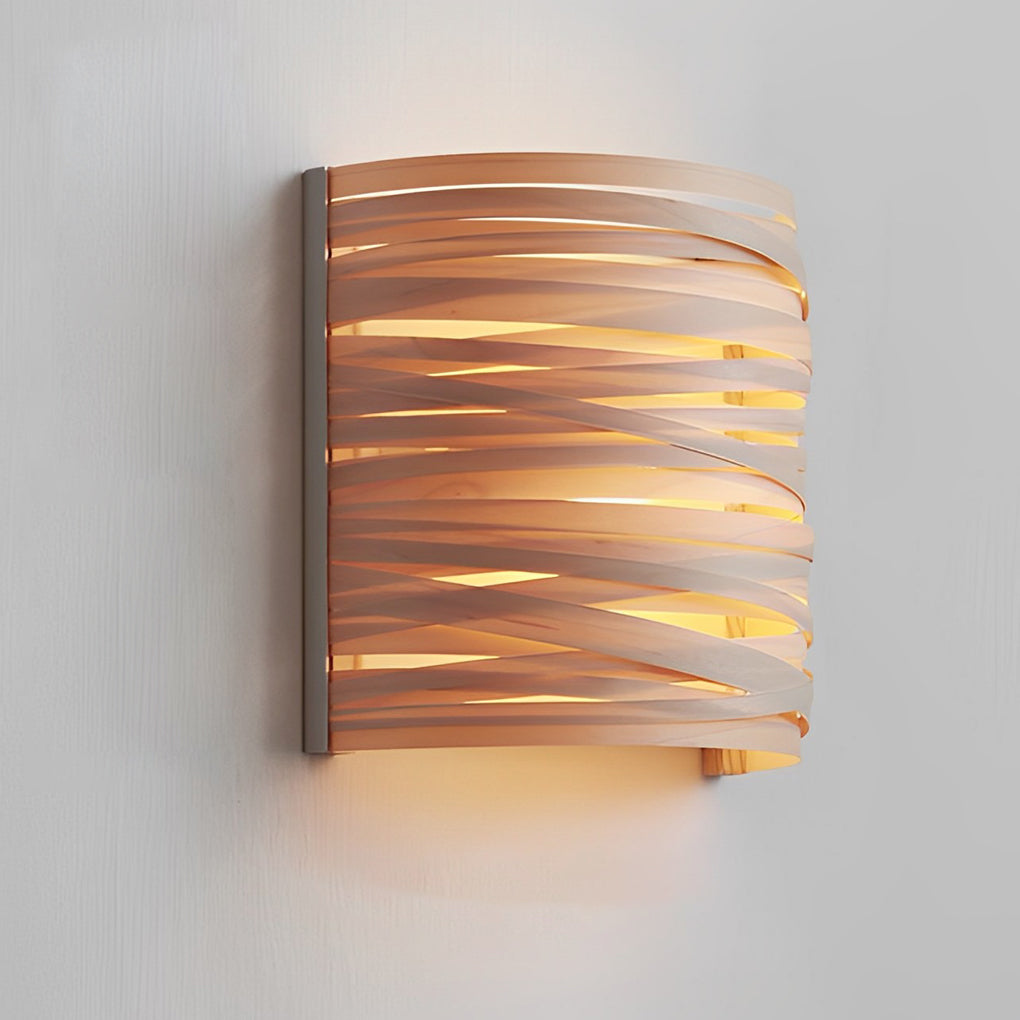 Handcrafted Semi-Cylindrical Wood Wall Lamp - Modern Decorative Atmosphere Light