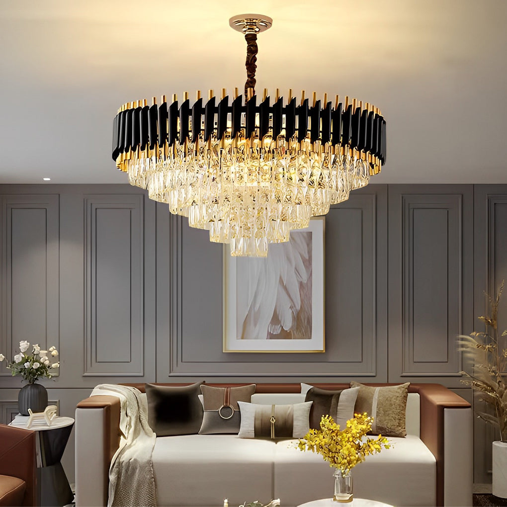 Luxury Round Oval Crystal Chandelier with Three-Step Dimming