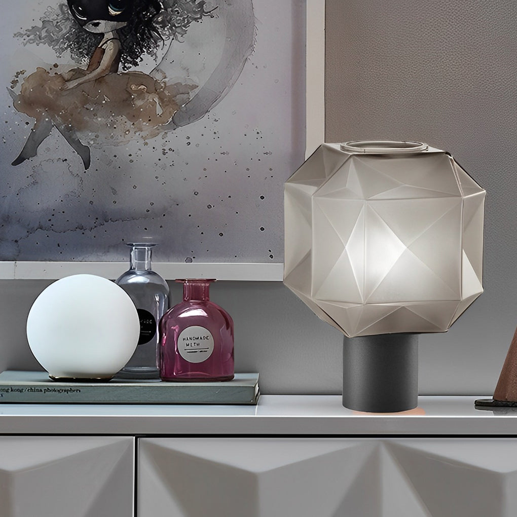 Modern Smoke Glass Orb Table Lamp - 1-Light Cylinder Design