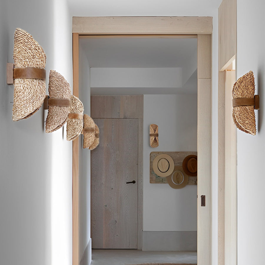 Japanese-Style Rattan Wood LED Wall Lamp - Up and Down Lighting