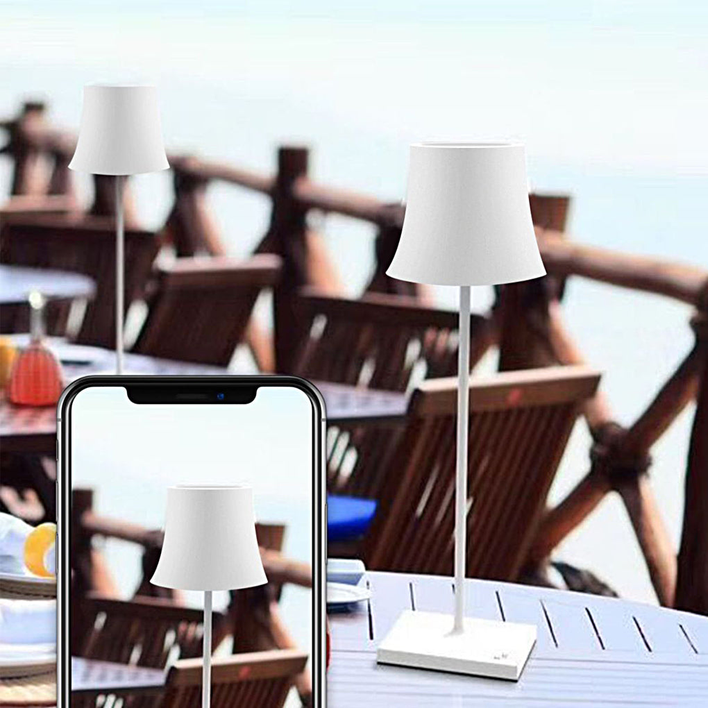 15-Inch Cordless Modern Metal Table Lamp in Black and White
