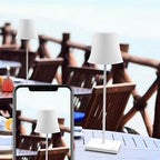 15-Inch Cordless Modern Metal Table Lamp in Black and White