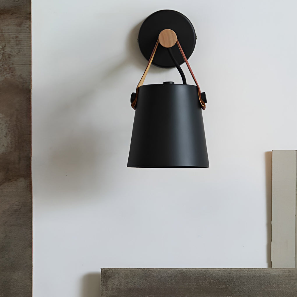 Nordic Style Wood and Metal Plug-In Wall Sconce