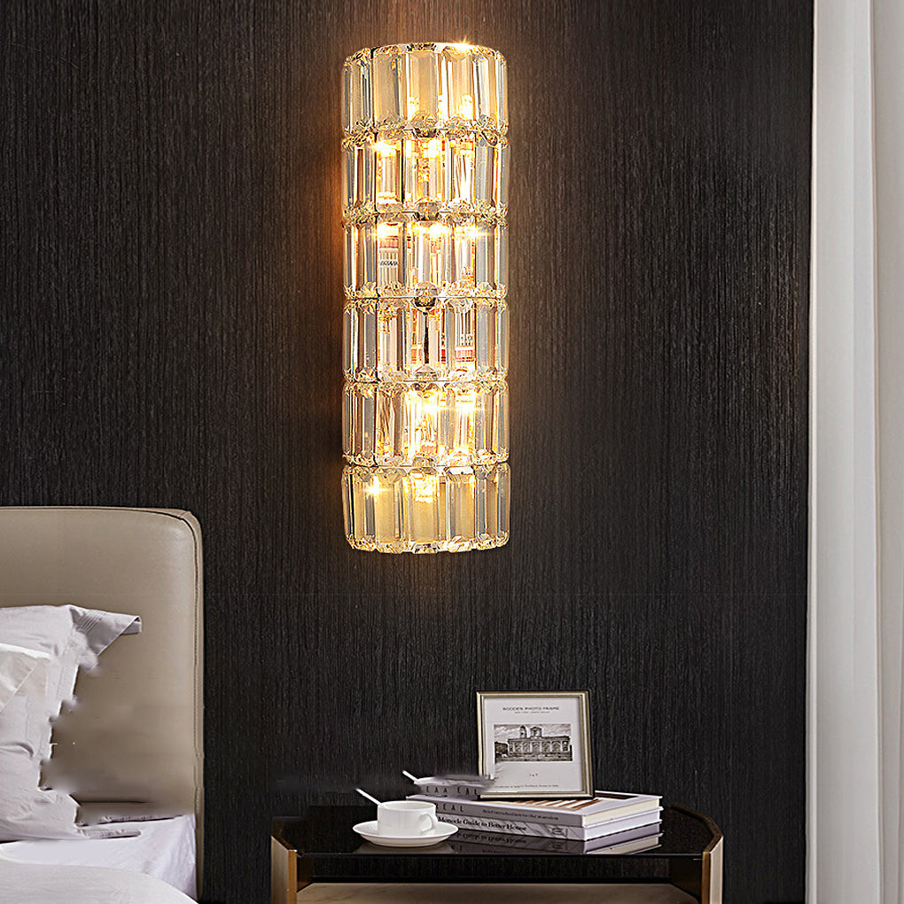 Luxury Crystal Three-Step Dimming Round Rectangular Wall Lamp