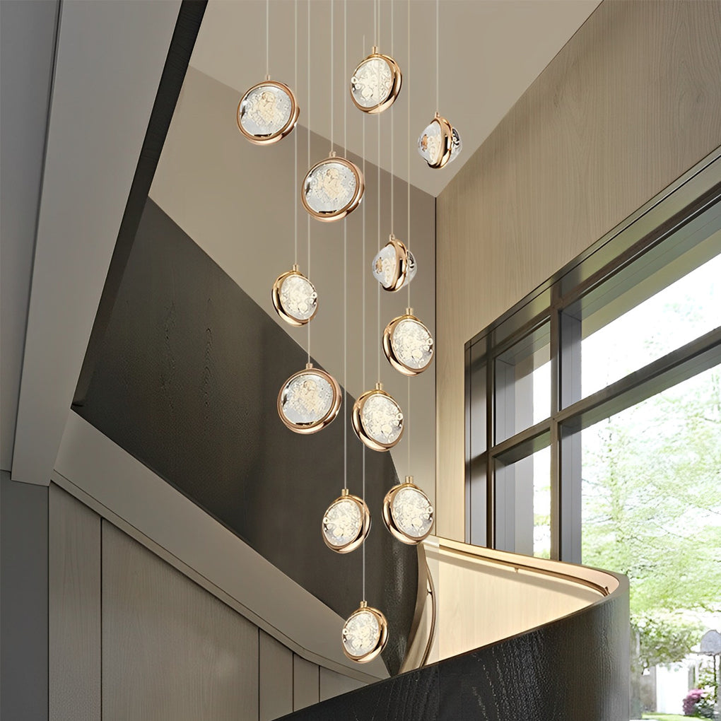 Adjustable Luxury Crystal Cluster Chandelier for Modern Staircases