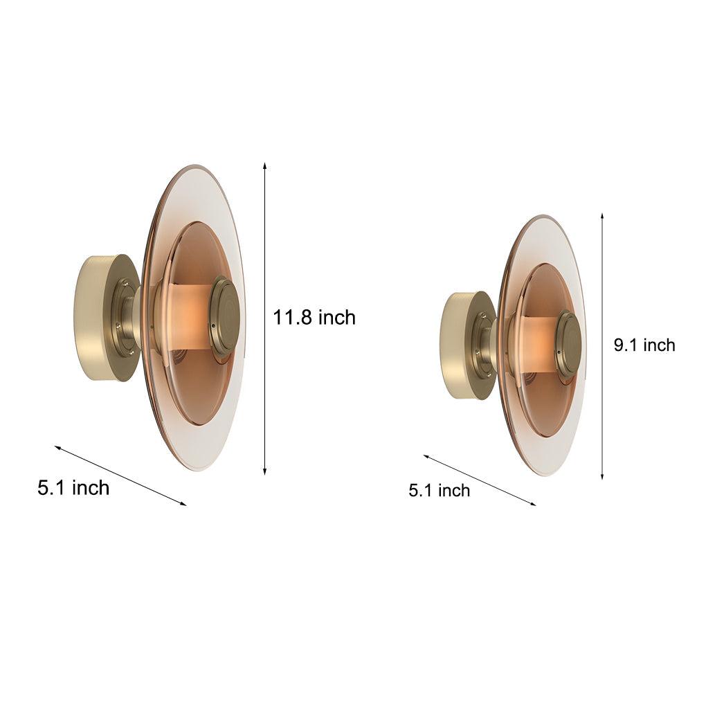 Premium Double Layer Round Glass LED Wall Light - Electroplated Metal Design
