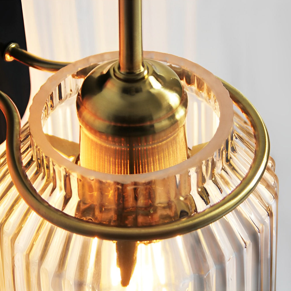 Modern LED Wall Sconce with Round Wavy Glass Shade