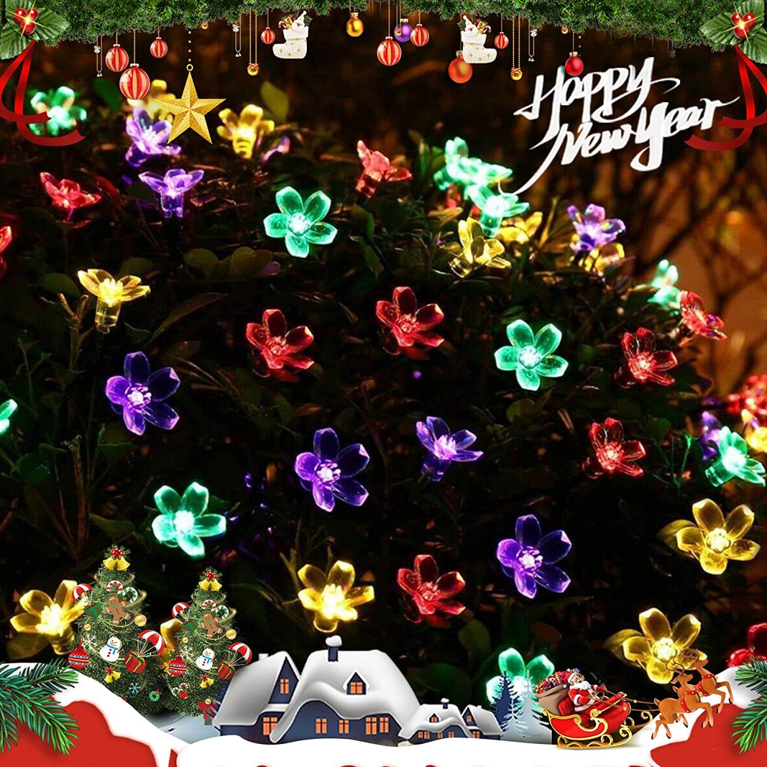 Premium Waterproof Solar LED Sakura Fairy String Lights
