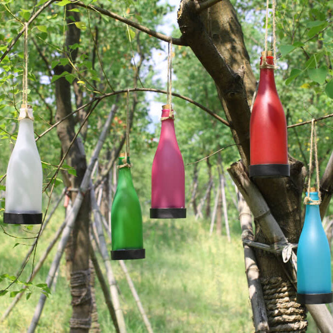 Set of 5 Solar LED Wine Bottle Hanging Lights