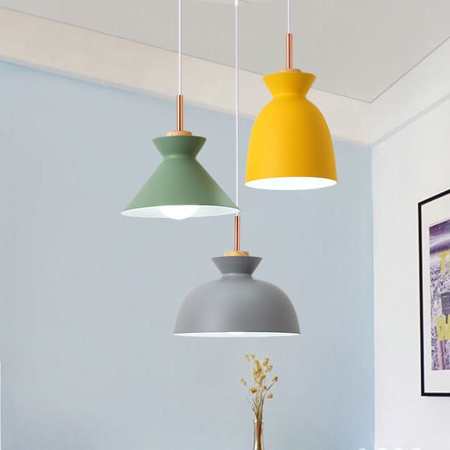 Oak & Iron Cone Pendant Light